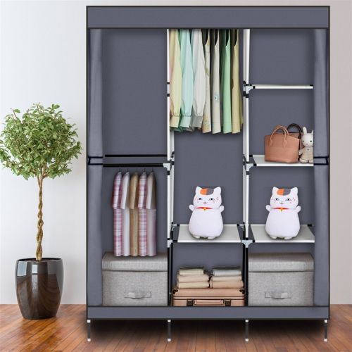 71" Portable Closet Wardrobe Clothes Rack Storage Organizer with Shelf Gray 71" Portable Closet Wardrobe Clothes Rack Storage Organizer with Shelf Gray