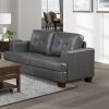 Living Room Gray Modern Comfort Loveseat 1pc Premium Faux Leather Upholstery Tufted Detail Solid Wood Frame Furniture