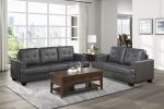 Living Room Gray Modern Comfort Loveseat 1pc Premium Faux Leather Upholstery Tufted Detail Solid Wood Frame Furniture