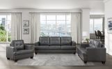 Living Room Gray Modern Comfort Loveseat 1pc Premium Faux Leather Upholstery Tufted Detail Solid Wood Frame Furniture