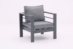 5-piece Aluminum Outdoor Patio Conversation Set,All-Weather Sectional Sofa Outside Furniture with Removable Cushions and Tempered Glass Coffee Table f