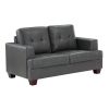 Living Room Gray Modern Comfort Loveseat 1pc Premium Faux Leather Upholstery Tufted Detail Solid Wood Frame Furniture