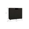 3 Piece Bedroom Set, Milano Double Door Cabinet Dresser + 2 Salento Nightstands, Black