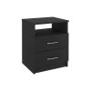3 Piece Bedroom Set, Milano Double Door Cabinet Dresser + 2 Salento Nightstands, Black