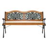 49" Garden Bench Outdoor Patio Park Chair Furniture Hardwood Slats Cast Iron Frame