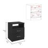 3 Piece Bedroom Set, Milano Double Door Cabinet Dresser + 2 Salento Nightstands, Black