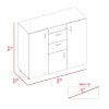 3 Piece Bedroom Set, Milano Double Door Cabinet Dresser + 2 Salento Nightstands, Black